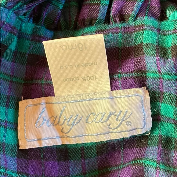Baby Cary Green and Purple Flannel Dress with Black Velvet Trim 18Mo. NWT - Picture 5 of 5